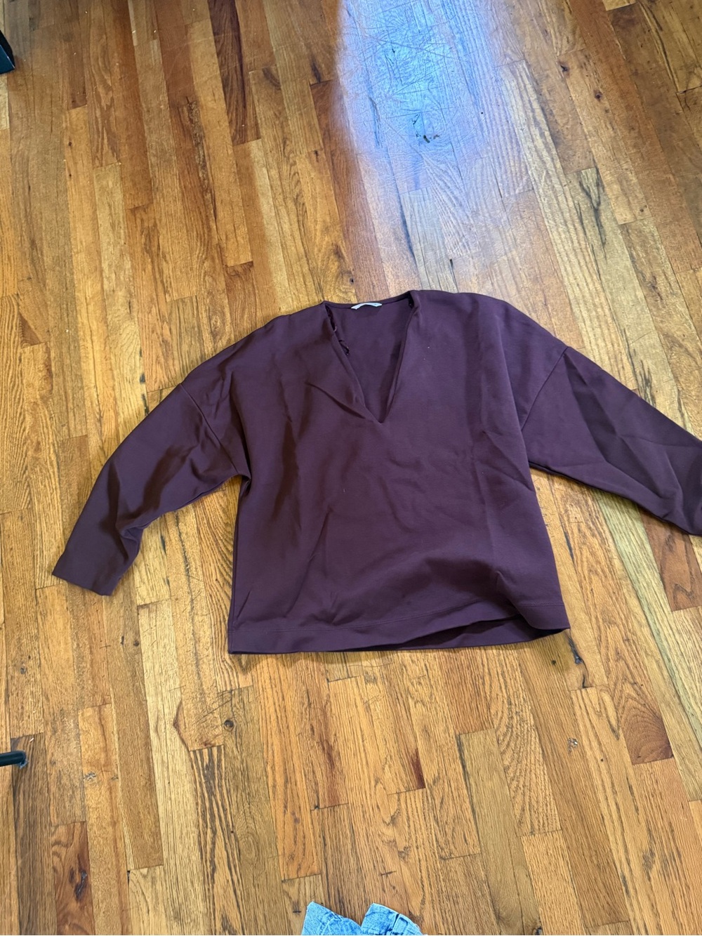 Zara V-Neck Long Sleeve Sweatshirt in Plum with matching pants